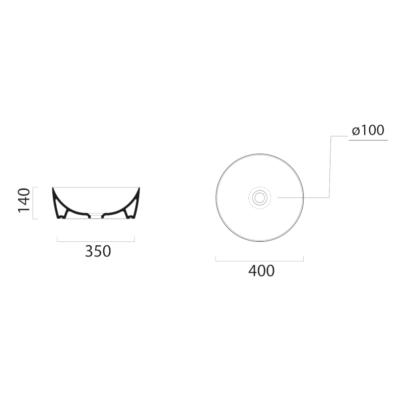 NUBES keramické umyvadlo na desku průměr 40cm, blush mat 903924