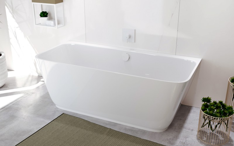 SKYLLA nástěnná stojící vana litý mramor 170x75x60cm, bílá 72430