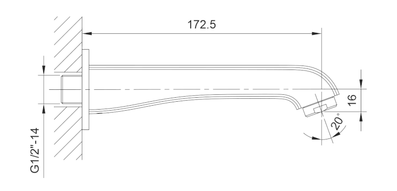 DREAMART nástěnná výtoková hubice, chrom DA049