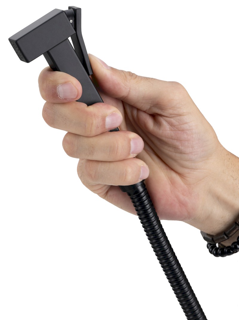 Podomítková bidetová baterie se Stop sprškou, hadice 1,2m, hranatá, černá mat SK301B