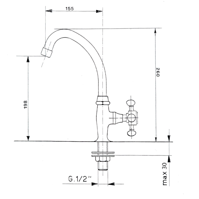 ANTEA stojánkový umyvadlový ventil, výška 260 mm, chrom 315