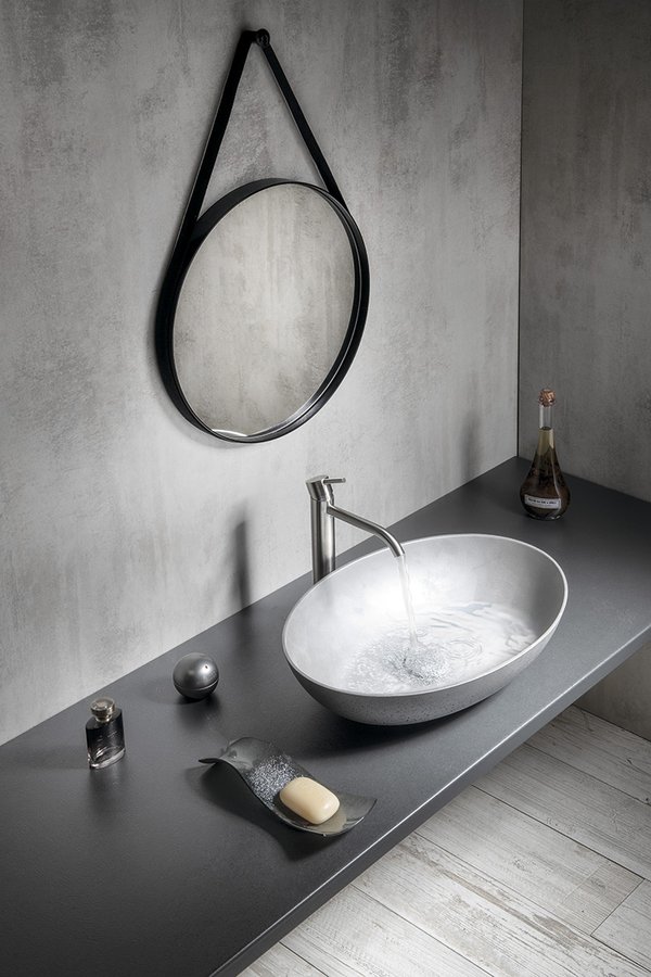 FORMIGO betonové umyvadlo na desku, 60x40cm, stříbrná mat FG219