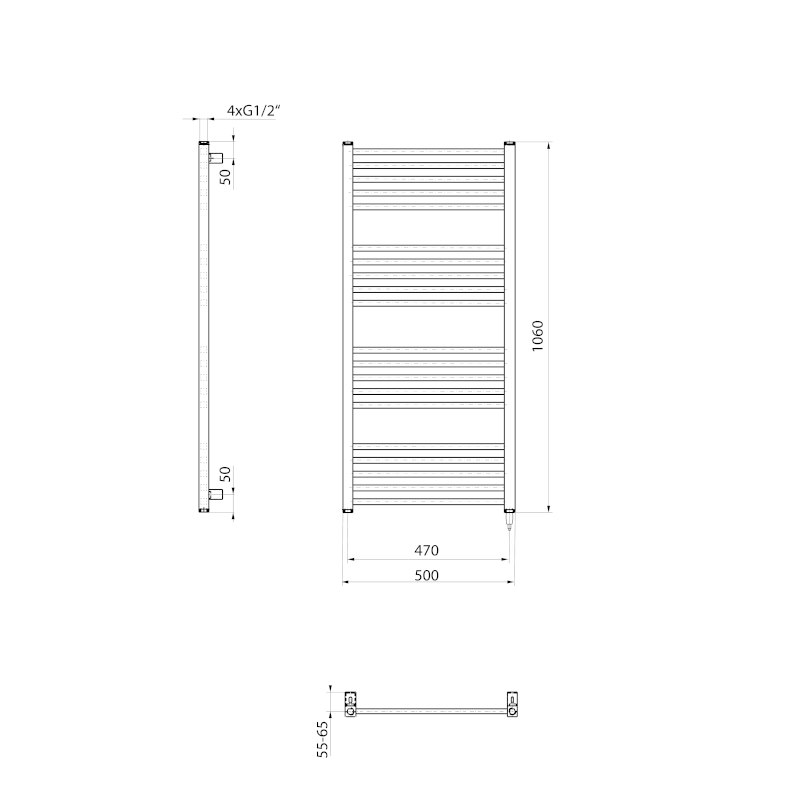 METRO-E elektrické otopné těleso rovné 500x1060 mm, 400 W, bílá ME410
