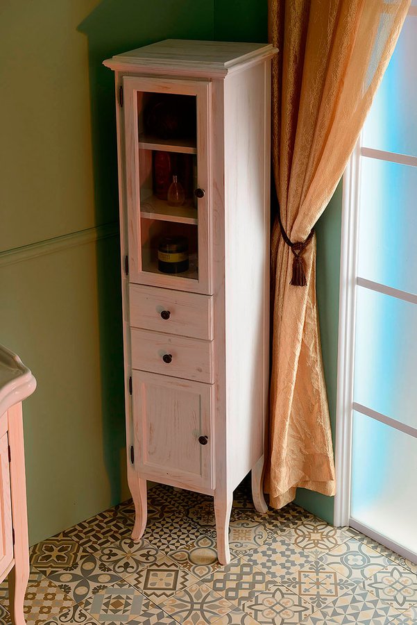 RETRO skříňka vysoká 40x170x36cm, starobílá, levá 1666