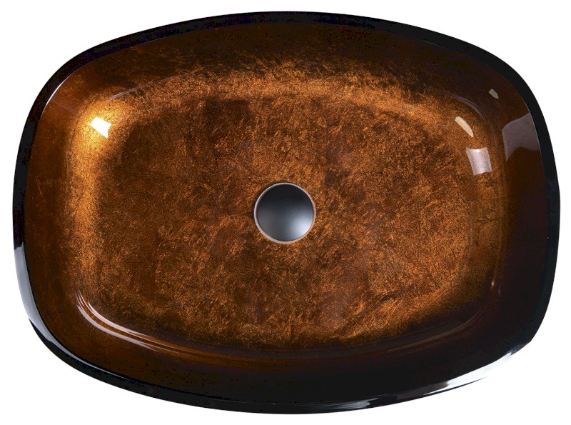 KVAORE skleněné umyvadlo na desku, 54x39,5cm, měď TY223