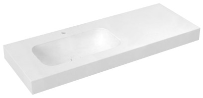 EMICO umyvadlo, Rockstone, 130x50cm, límec L, levé, bílá mat EM130-B1L-L