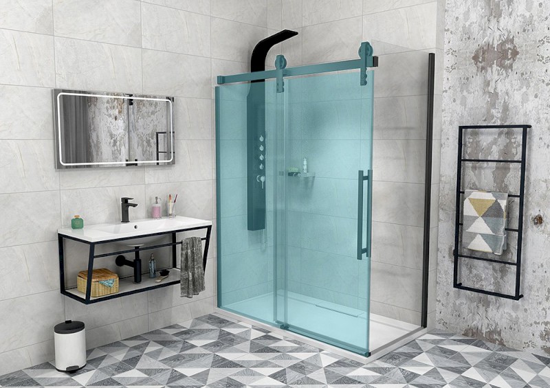 VOLCANO BLACK boční stěna 900 mm, čiré sklo GV3490