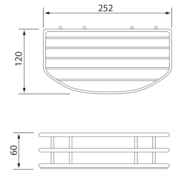 CHROM LINE drátěná police jednoduchá, chrom 37004