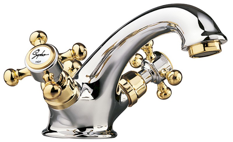 ANTEA stojánková umyvadlová baterie s výpustí, chrom/zlato 3172