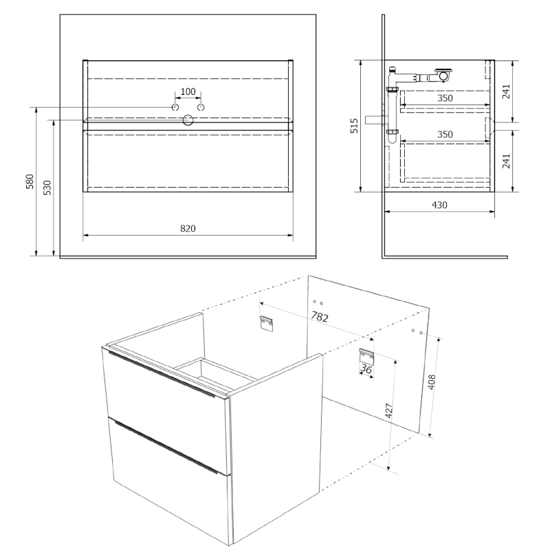 FILENA umyvadlová skříňka 82x51,5x43cm, bílá mat FID1285W