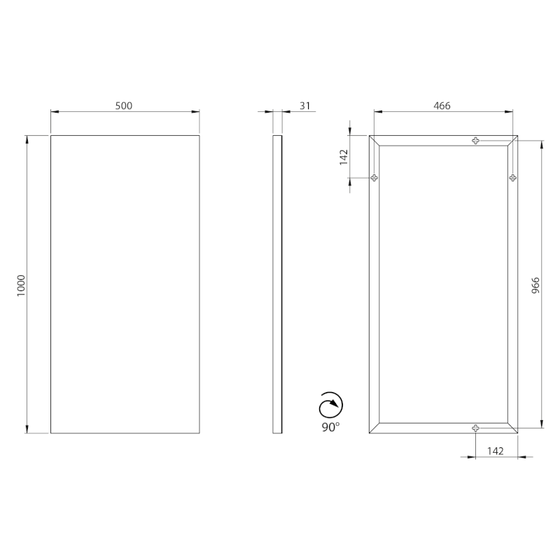 AROWANA zrcadlo v rámu 100x50cm, chrom AW1050