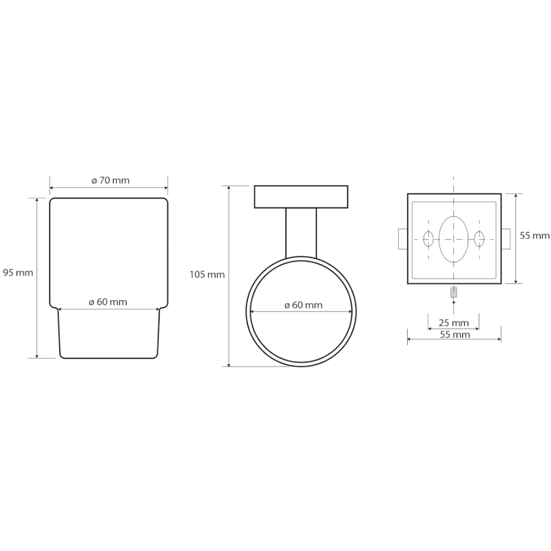 X-SQUARE sklenka, mléčné sklo, chrom XQ903