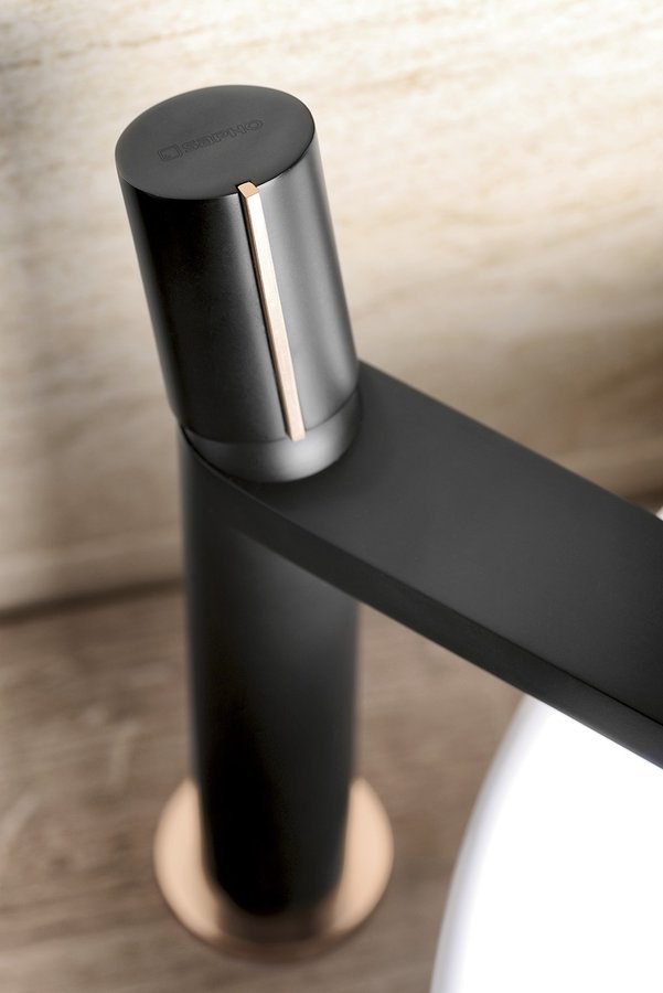 KAISA stojánková umyvadlová baterie vysoká, 235mm, černá/měď mat ZT091