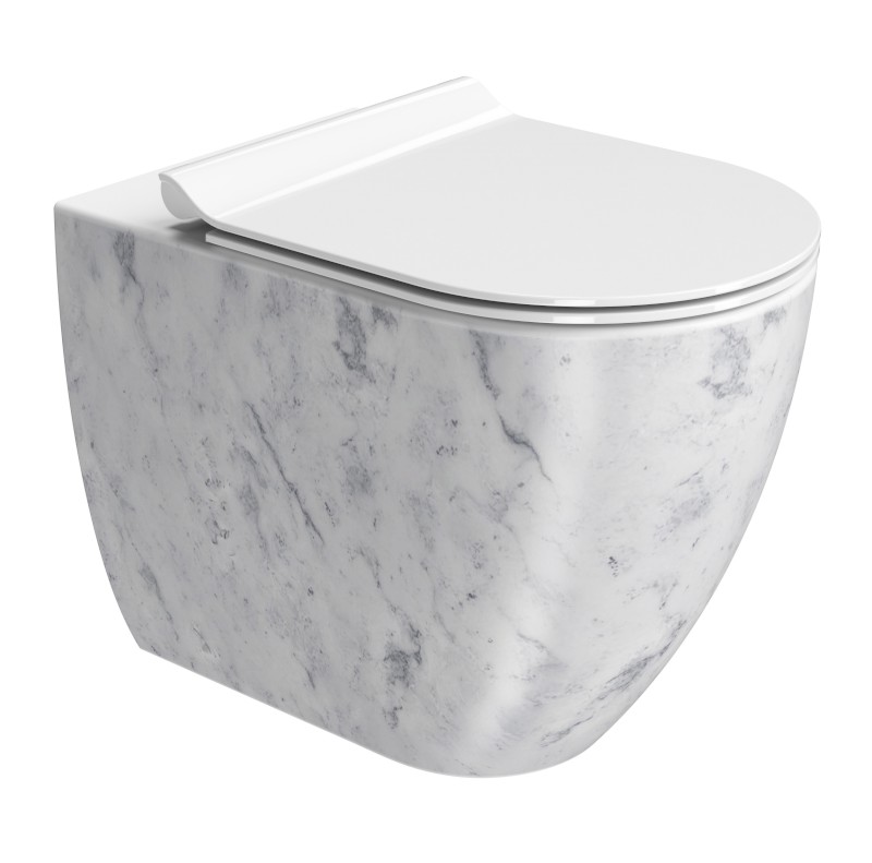 ALTACERAMICA WC mísa stojící, Swirlflush, 36x55cm, spodní/zadní odpad, mramor/bílá mat AC20335