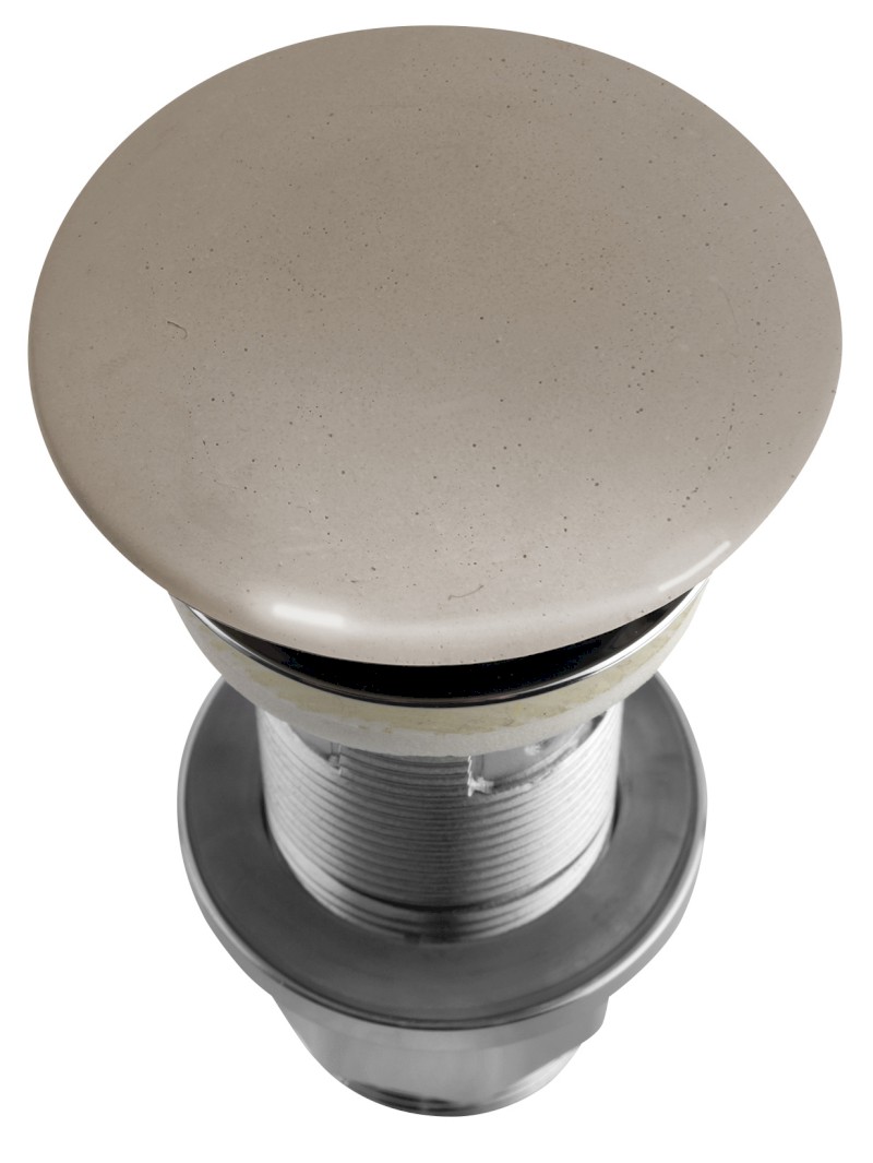 Umyvadlová výpust 5/4“, click-clack, betonová zátka, 10-80mm, písková pololesk AS914