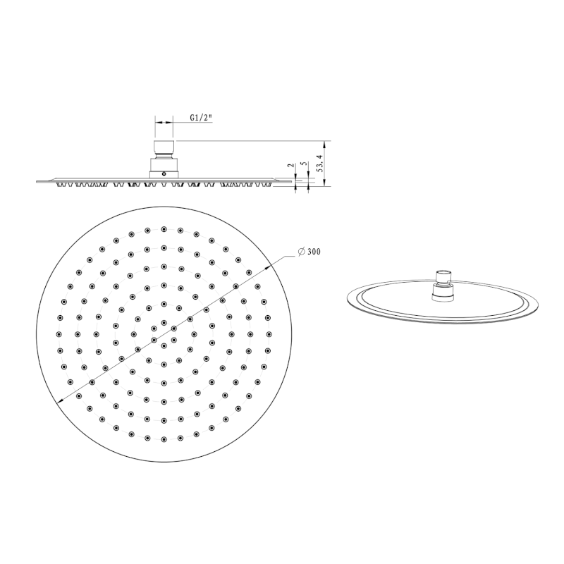SLIM hlavová sprcha, průměr 300mm, měď mat MS573PG