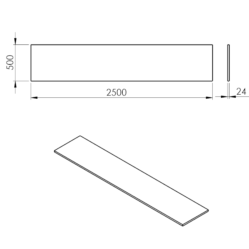 PLATO deska Rockstone 2500x24x500mm, bílá mat PL250-0101