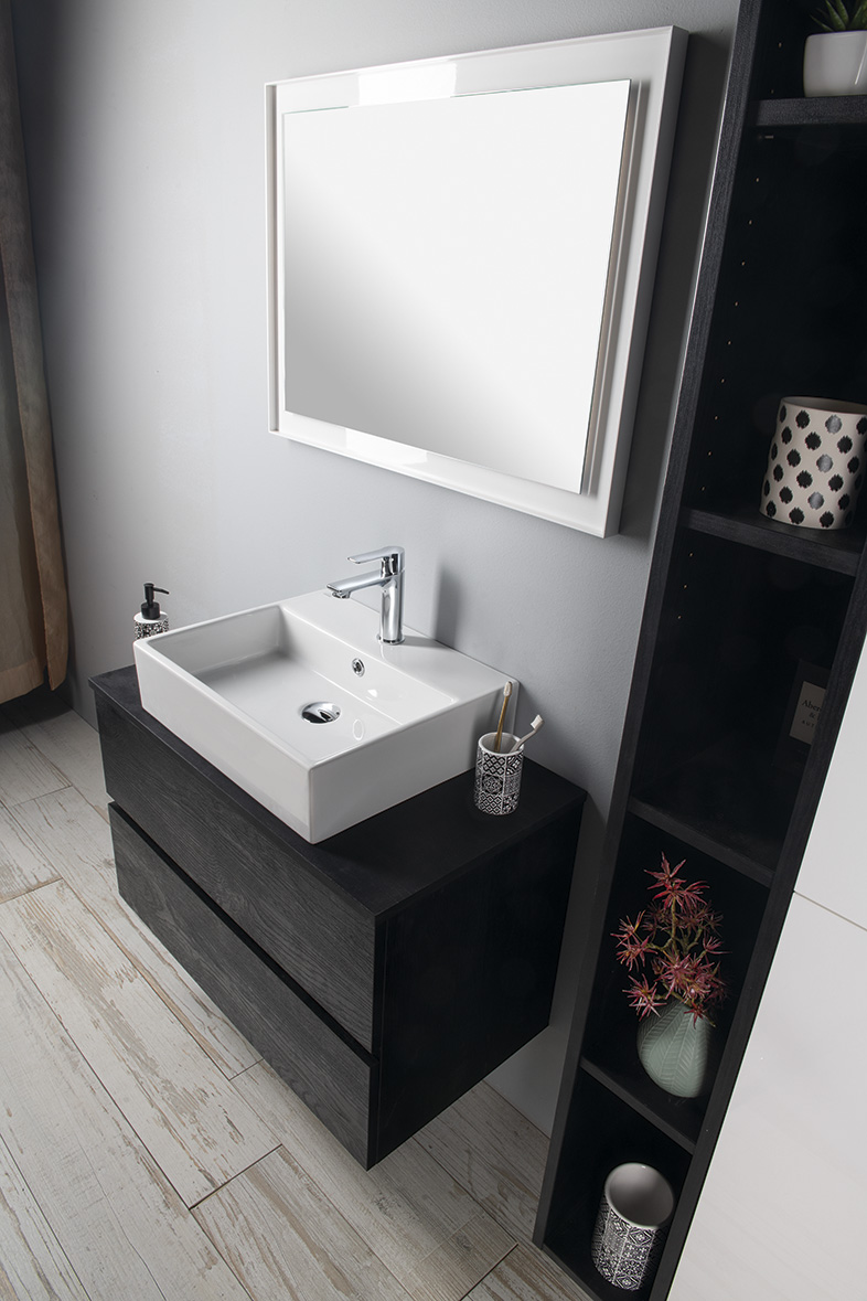 ODETTA umyvadlová skříňka 82x50x43,5cm, dub černý DT085-1818