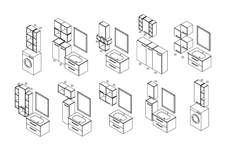 ESPACE otevřená policová skříňka 20x94x22cm, dub stříbrný ESC130-1111
