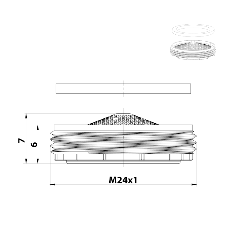 Perlátor vnější závit M24x1, plast AERWS