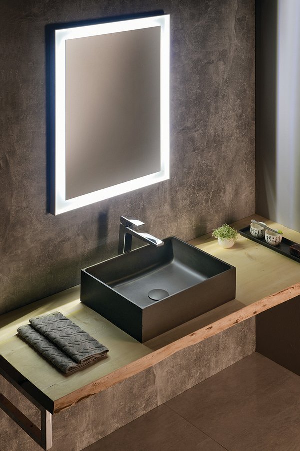 FORMIGO betonové umyvadlo na desku, 47,5x36,5cm, antracit mat FG116