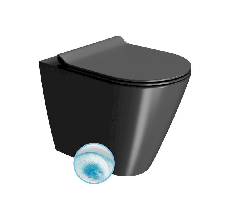 KUBE X WC mísa stojící, Geniusflush, 36x55cm, spodní/zadní odpad, černá dual-mat 949126