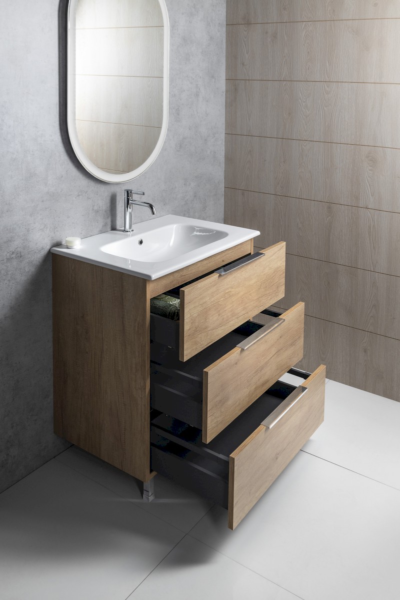 CIRASA umyvadlová skříňka 59,2x75x46cm, 3x zásuvka, bílá lesk CR631-3030