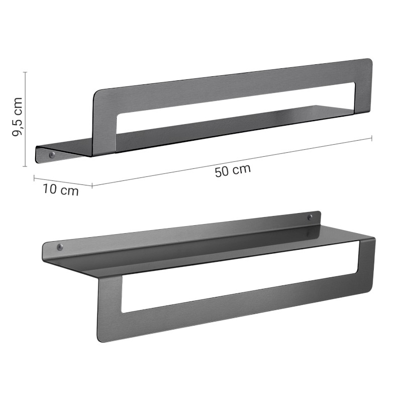 CLEO polička s držákem ručníků 500mm, gun metal 2019815
