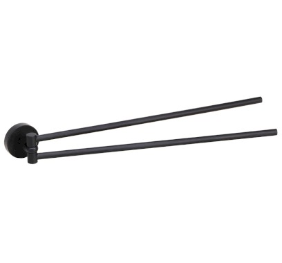 X-ROUND dvojitý držák ručníků otočný 420mm, černá mat XR405B
