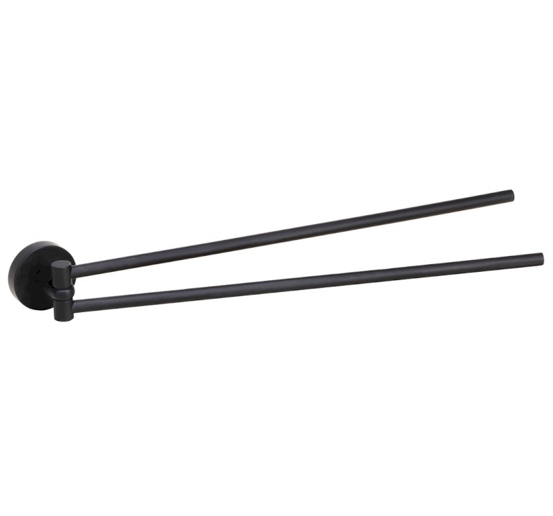 X-ROUND dvojitý držák ručníků otočný 420mm, černá mat XR405B