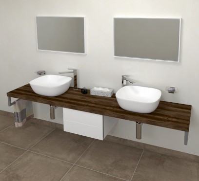 AVICE deska pod umyvadlo 250x50cm, tl.5cm, dub tmavý AV2511