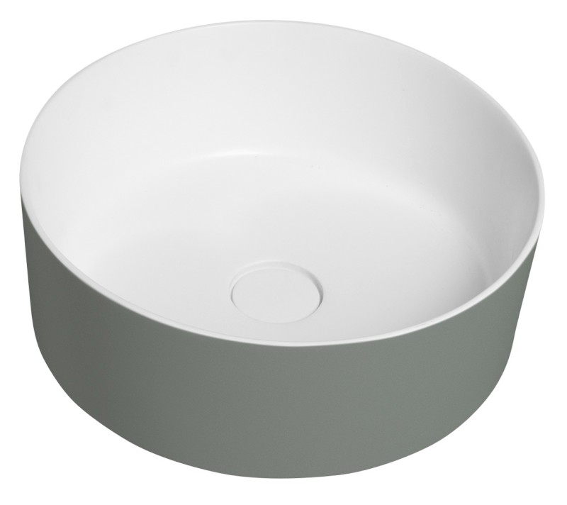 THIN umyvadlo na desku, Rockstone, Ø 38 cm, verde/bílá mat WN548-44