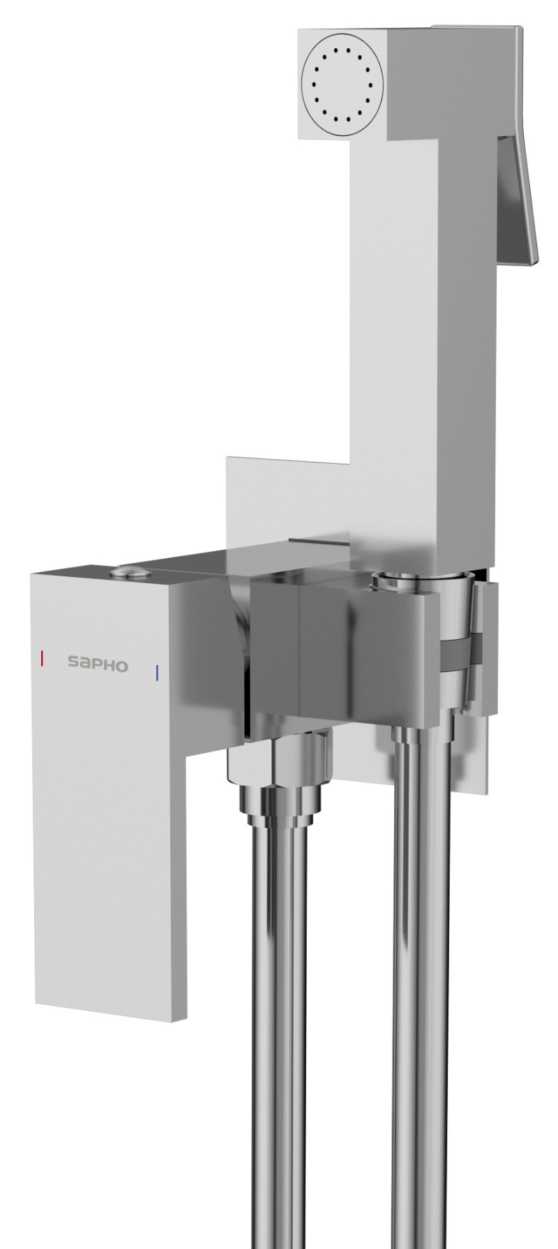 CUBEMIX podomítková bidetová baterie se Stop sprškou, hranatá, chrom CM040