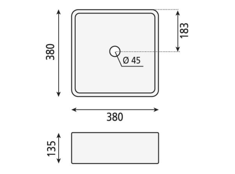 UBEGA keramické umyvadlo na desku 38x38 cm, bílá BH7006