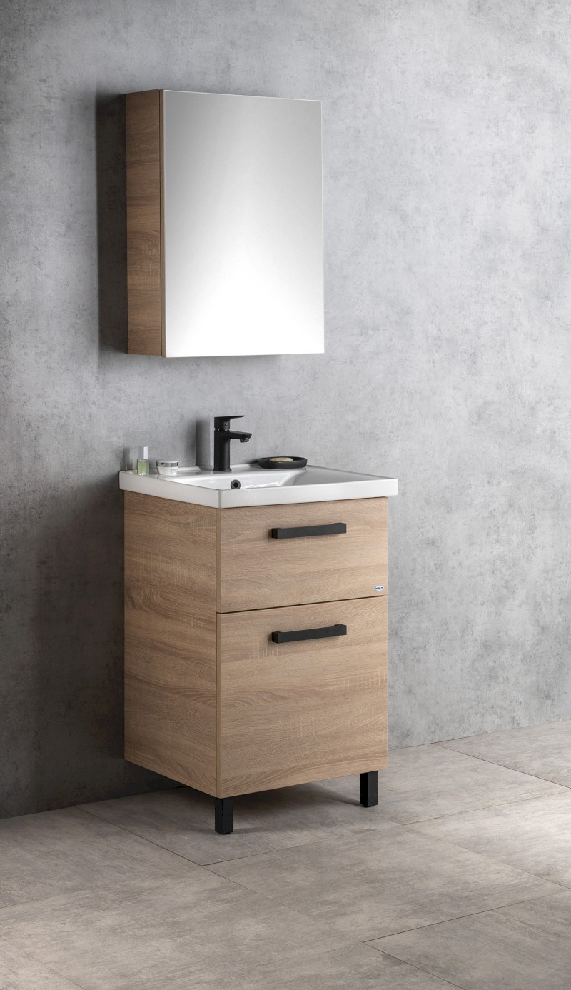 VEGA umyvadlová skříňka 51,5x72,6x43,6cm, 2x zásuvka, dub platin VG853