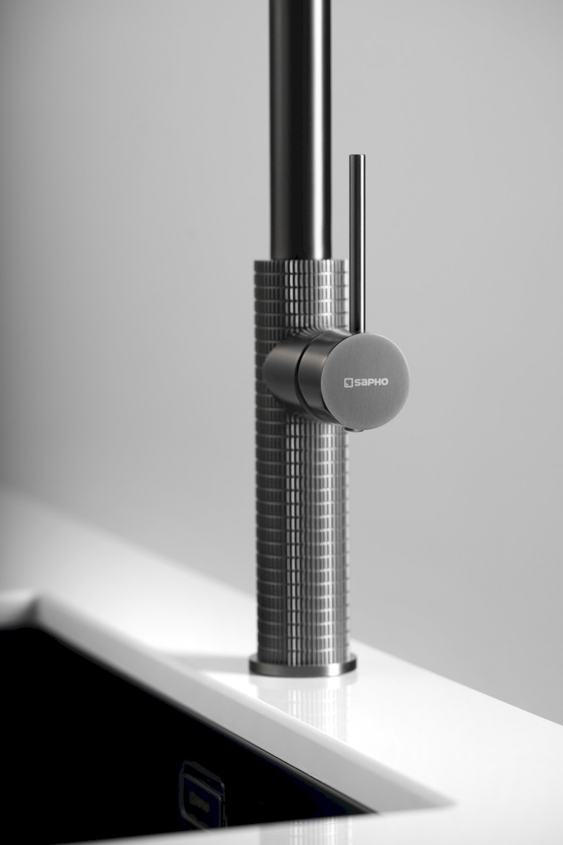 FLAWO stojánková dřezová baterie s výsuvnou sprškou, gun metal FR576GM