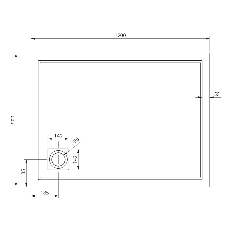 XENA sprchová vanička z litého mramoru, obdélník 120x90cm, bílá HX12090