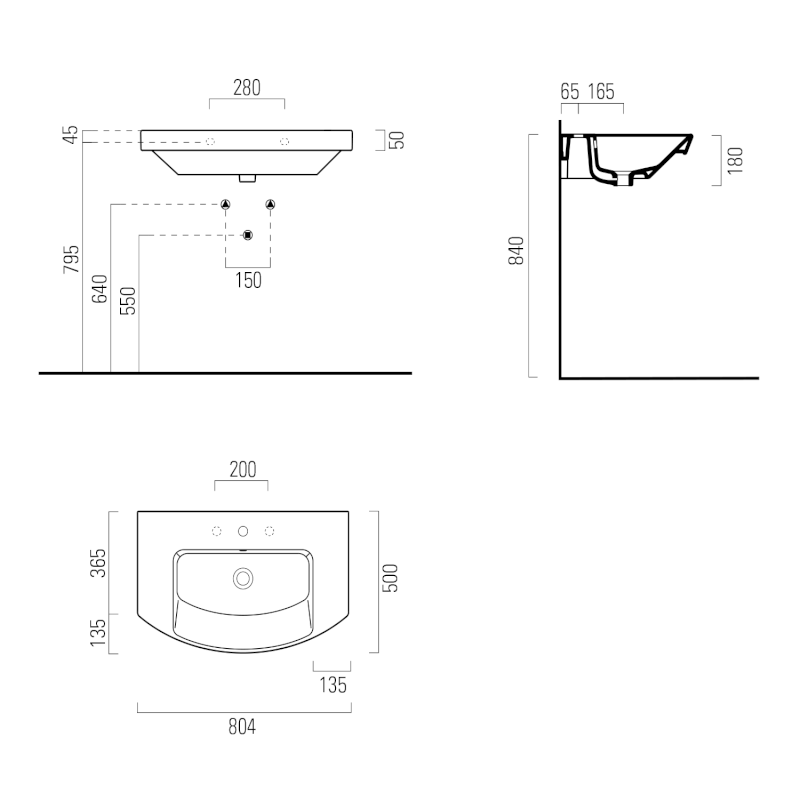 NORM keramické umyvadlo 80x50cm, oblé, bílá ExtraGlaze 8644111