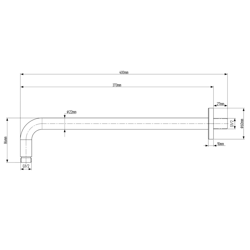 Sprchové ramínko kulaté, 400mm, chrom BR401