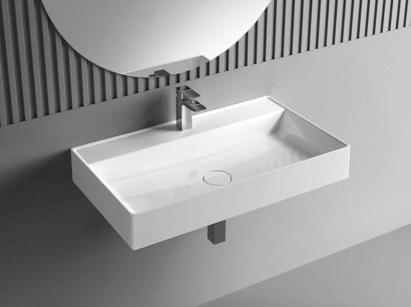 TWIG umyvadlo, litý mramor, 80x47cm, kryt výpusti, bílá TW080