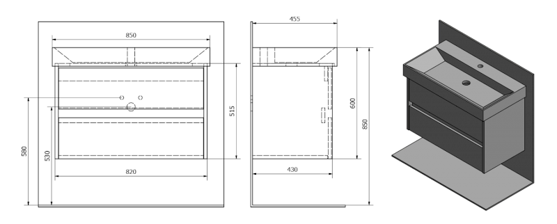 NIRONA umyvadlová skříňka 82x51,5x43 cm, dub Sherwood NR085-1515