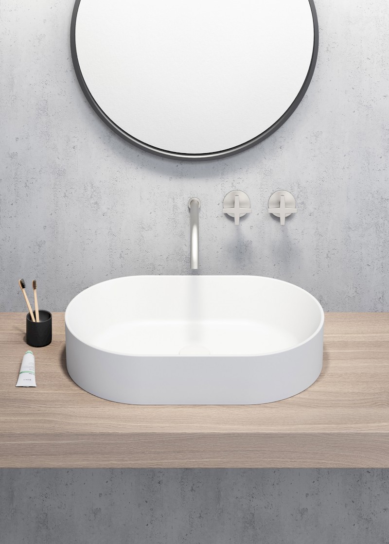 KUBE X keramické umyvadlo na desku, 60x37cm, oválné, bílá ExtraGlaze 945811