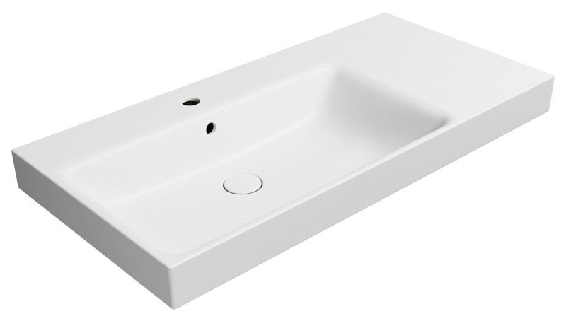 NUBES keramické umyvadlo 100x50cm, s odkládací plochou vpravo, bílá mat 9627109