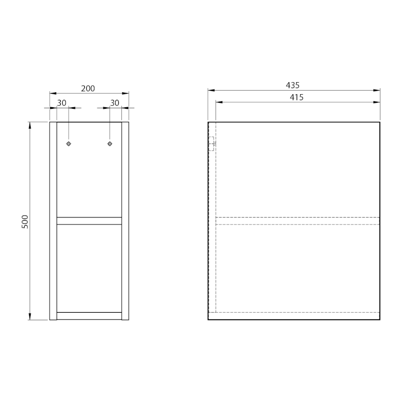 ODETTA skříňka spodní policová 20x50x43,5cm, antracit matný DT200-3434