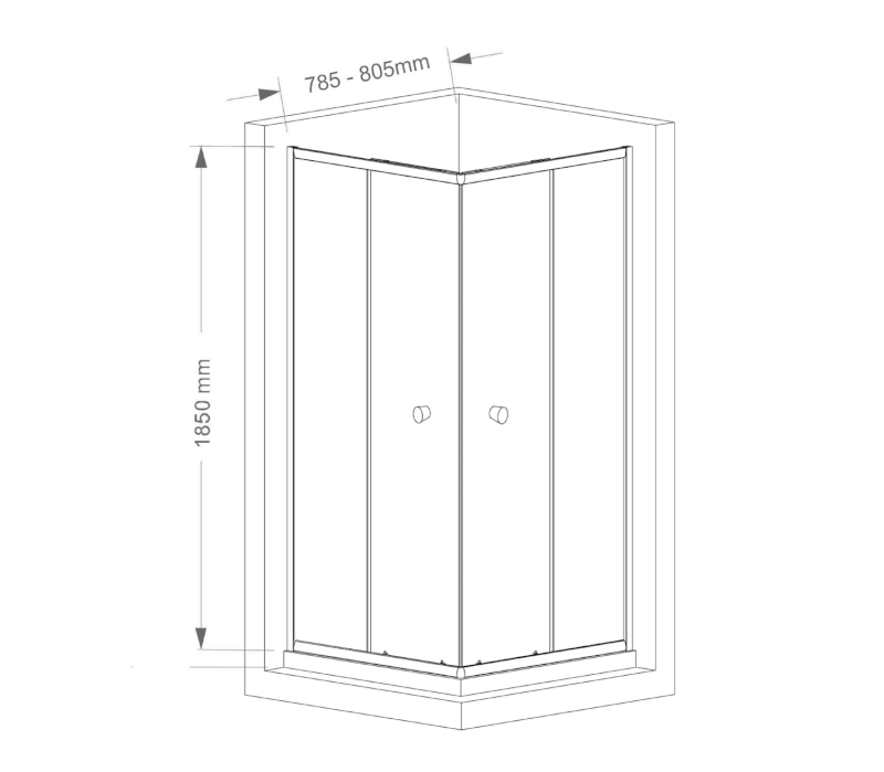 AGGA čtvercová sprchová zástěna 800x800mm, čiré sklo HLF808Y