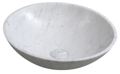 BLOK kamenné umyvadlo na desku Ø 42cm, bílá carrara mat 2401-42