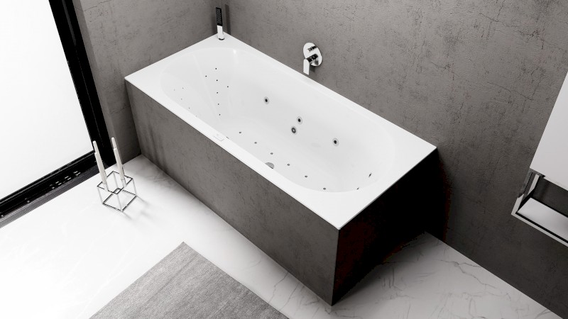 VIVA B hydromasážní vana, 185x80x47cm, Highline Hydro-Air, chrom 71968.6010