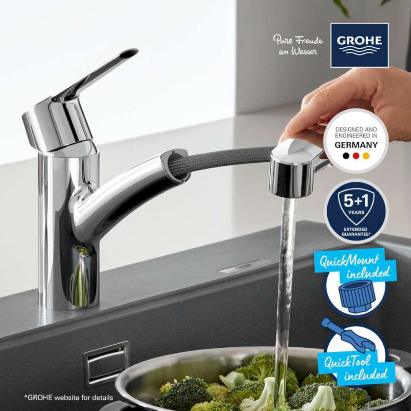 QuickFix Start Dřezová baterie s výsuvnou sprškou, chrom GROHE 30531001