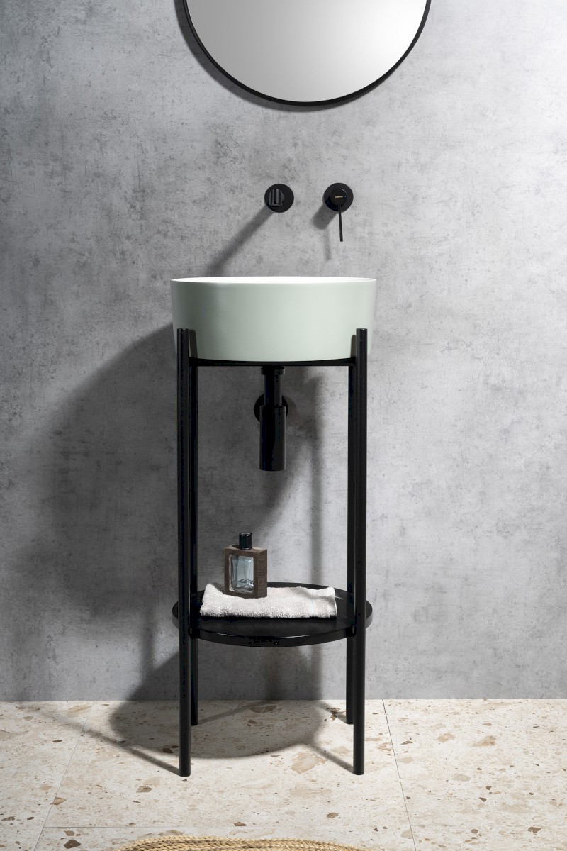 THIN umyvadlo na desku, Rockstone, Ø 38 cm, verde/bílá mat WN548-44