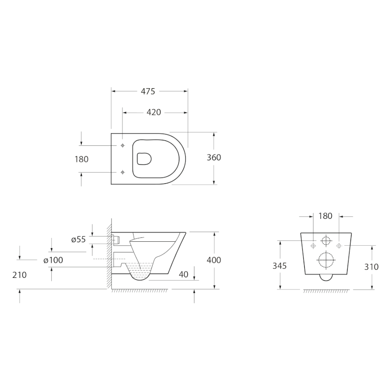 PACO SHORT závěsná WC mísa, Rimless, 36x47,5cm, bílá PZ1012SH